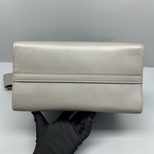 Prada Small Monochrome Tote Saffiano Calfskin Grey