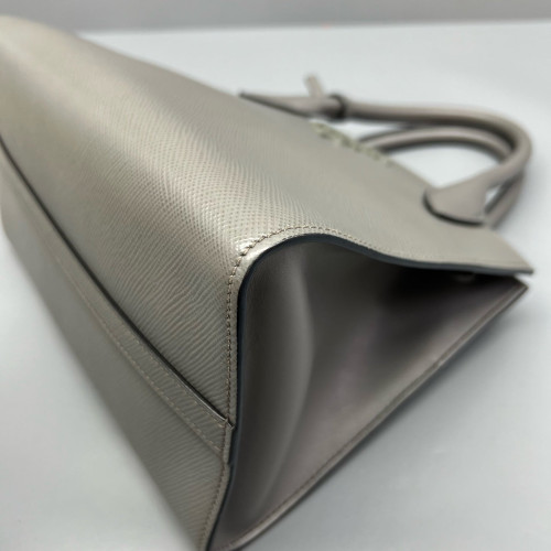 Prada Small Monochrome Tote Saffiano Calfskin Grey