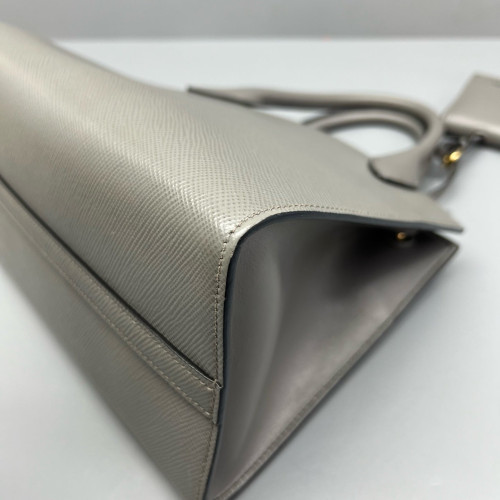 Prada Small Monochrome Tote Saffiano Calfskin Grey