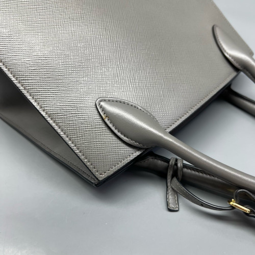 Prada Small Monochrome Tote Saffiano Calfskin Grey
