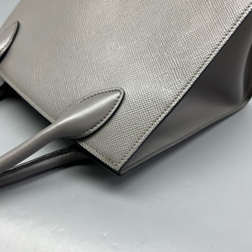 Prada Small Monochrome Tote Saffiano Calfskin Grey