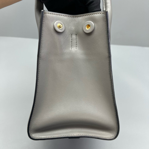 Prada Small Monochrome Tote Saffiano Calfskin Grey