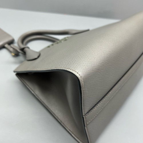 Prada Small Monochrome Tote Saffiano Calfskin Grey