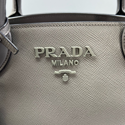 Prada Small Monochrome Tote Saffiano Calfskin Grey