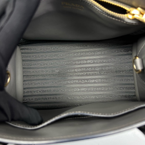 Prada Small Monochrome Tote Saffiano Calfskin Grey