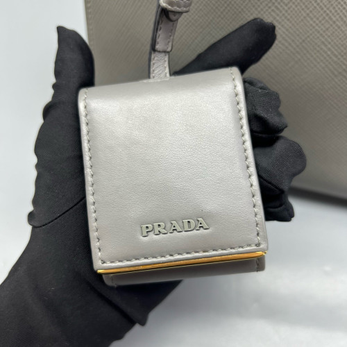 Prada Small Monochrome Tote Saffiano Calfskin Grey