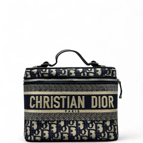 Dior Diortravel Vanity Case Oblique Navy Beige