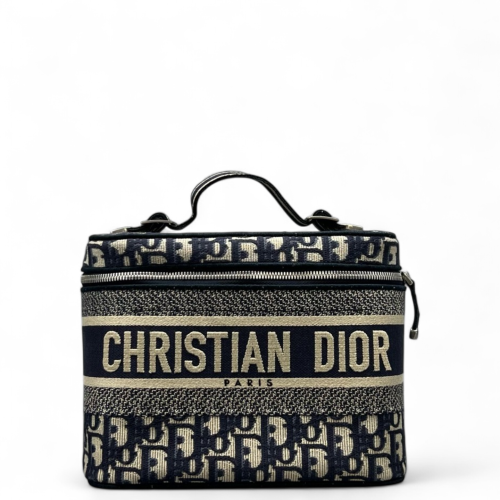 Dior Diortravel Vanity Case Oblique Navy Beige