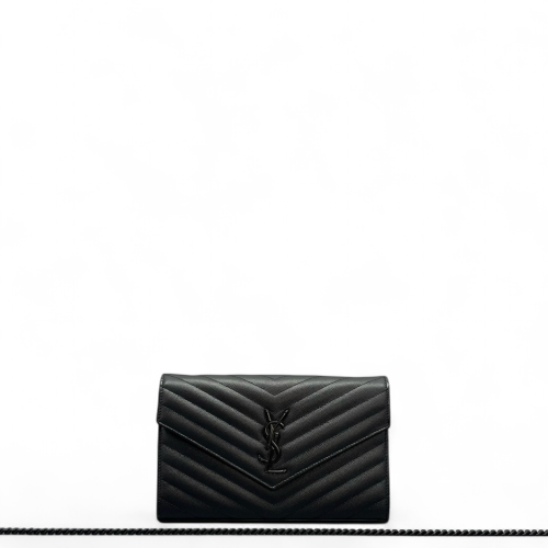 Yves Saint Laurent Envelope Wallet On Chain Shiny Caviar Calfskin Black Yves Saint Laurent Envelope Wallet On Chain Shiny Caviar Calfskin Black