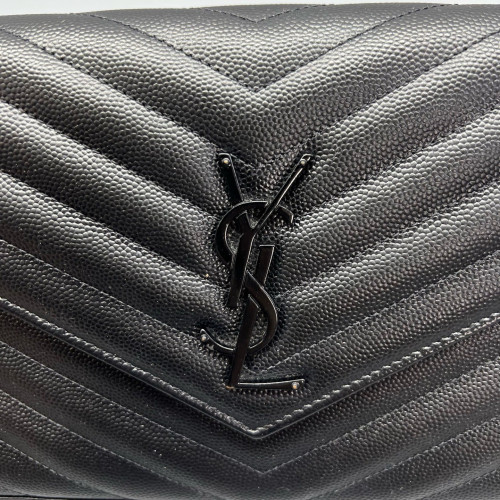 Yves Saint Laurent Envelope Wallet On Chain Shiny Caviar Calfskin Black Yves Saint Laurent Envelope Wallet On Chain Shiny Caviar Calfskin Black