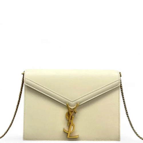 Yves Saint Laurent Cassandra Chain Wallet Calfskin Beige Clair