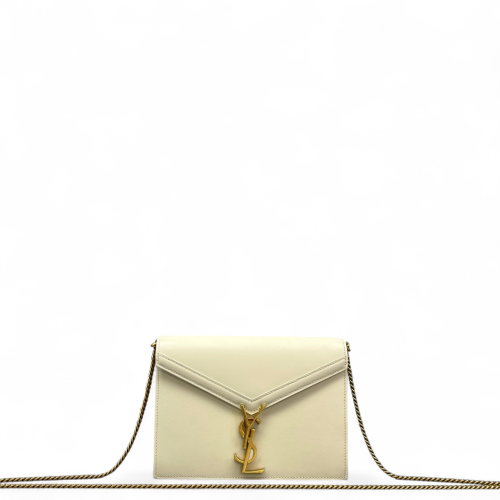 Yves Saint Laurent Cassandra Chain Wallet Calfskin Beige Clair
