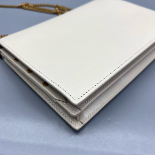 Yves Saint Laurent Cassandra Chain Wallet Calfskin Beige Clair