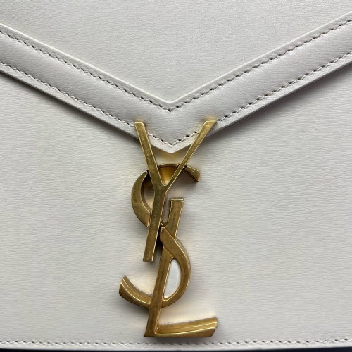 Yves Saint Laurent Cassandra Chain Wallet Calfskin Beige Clair