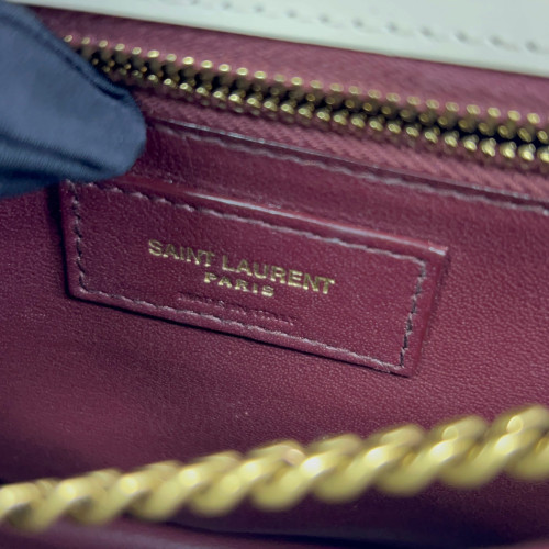 Yves Saint Laurent Cassandra Chain Wallet Calfskin Beige Clair