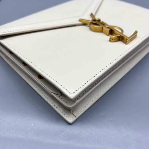 Yves Saint Laurent Cassandra Chain Wallet Calfskin Beige Clair