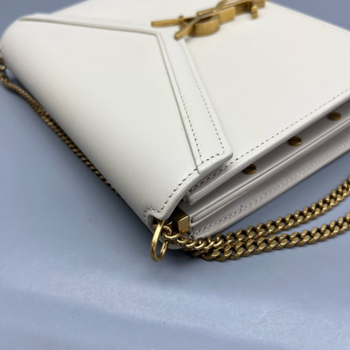 Yves Saint Laurent Cassandra Chain Wallet Calfskin Beige Clair