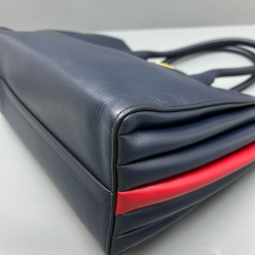 Prada Handbag Calfskin Navy Red