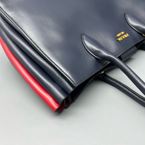 Prada Handbag Calfskin Navy Red