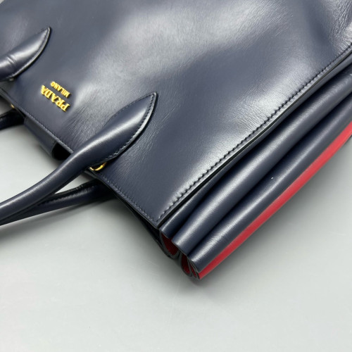 Prada Handbag Calfskin Navy Red