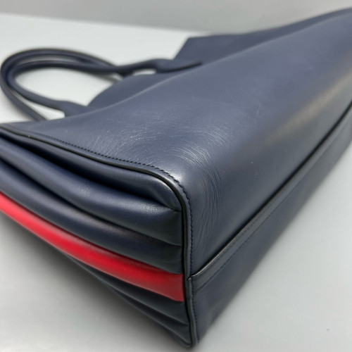 Prada Handbag Calfskin Navy Red