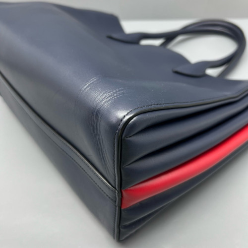Prada Handbag Calfskin Navy Red
