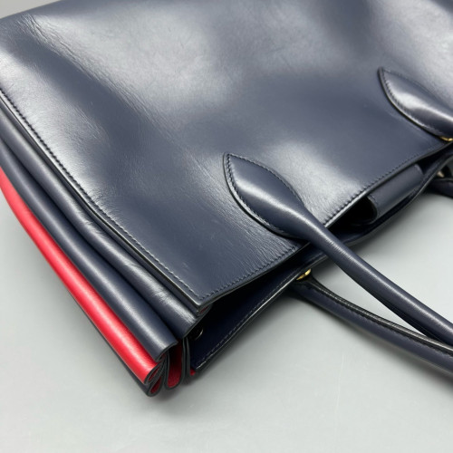 Prada Handbag Calfskin Navy Red