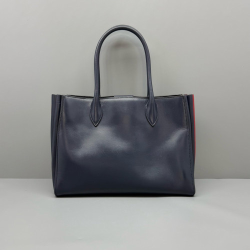 Prada Handbag Calfskin Navy Red