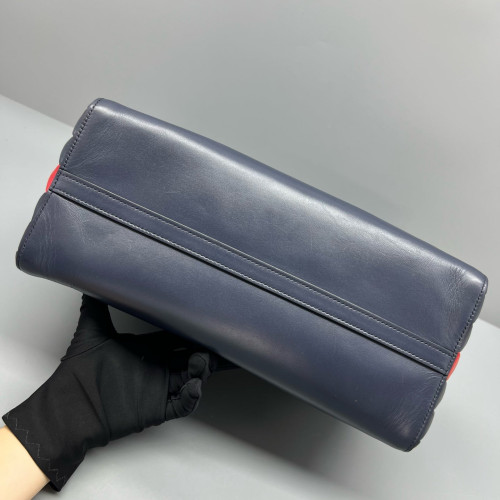Prada Handbag Calfskin Navy Red