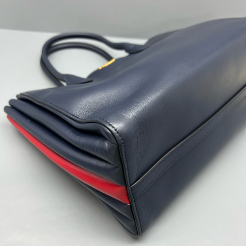 Prada Handbag Calfskin Navy Red