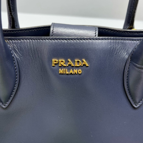 Prada Handbag Calfskin Navy Red