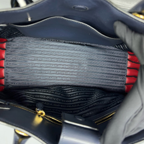 Prada Handbag Calfskin Navy Red
