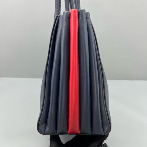Prada Handbag Calfskin Navy Red