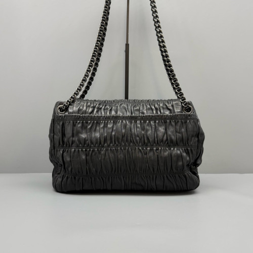 Prada Gaufre Chain Shoulder Bag Gaufre Calfskin Black