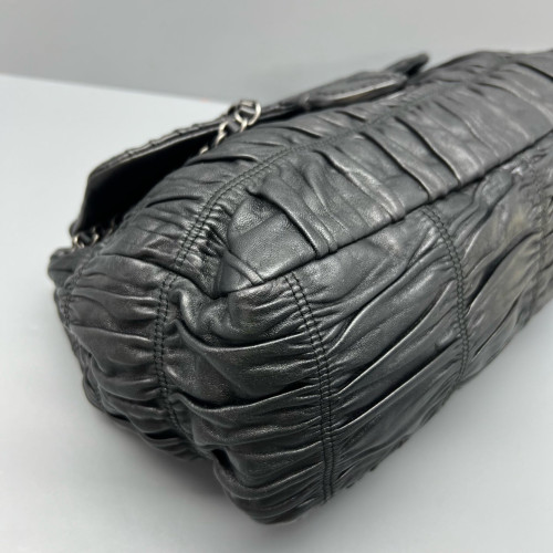 Prada Gaufre Chain Shoulder Bag Gaufre Calfskin Black