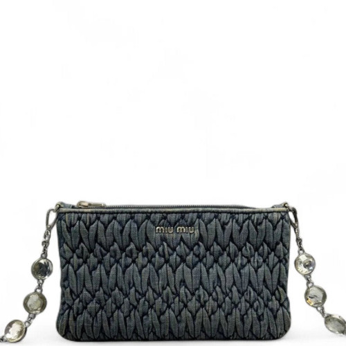 Miu Miu Crystal Crossbody Bag Denim Blue