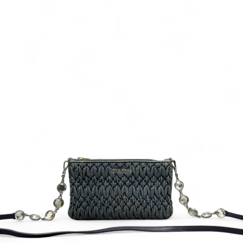 Miu Miu Crystal Crossbody Bag Denim Blue