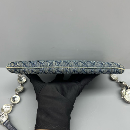 Miu Miu Crystal Crossbody Bag Denim Blue