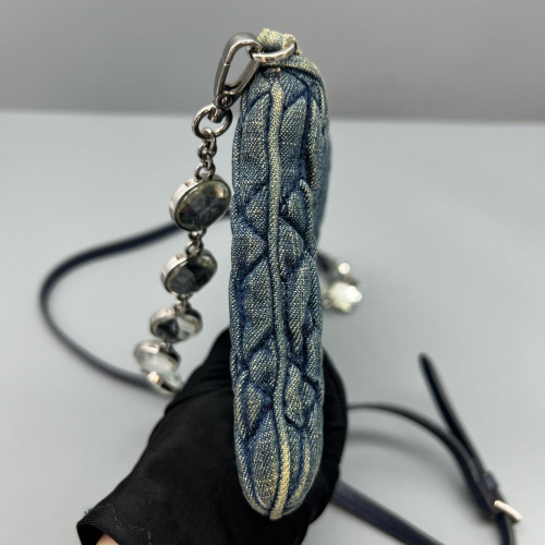 Miu Miu Crystal Crossbody Bag Denim Blue