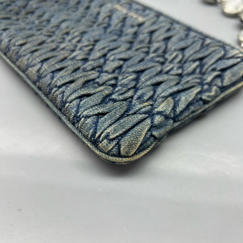 Miu Miu Crystal Crossbody Bag Denim Blue