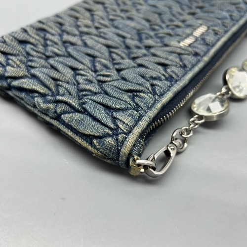 Miu Miu Crystal Crossbody Bag Denim Blue