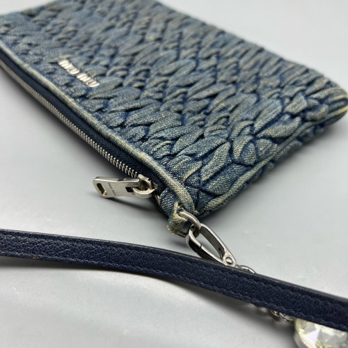 Miu Miu Crystal Crossbody Bag Denim Blue