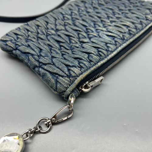Miu Miu Crystal Crossbody Bag Denim Blue