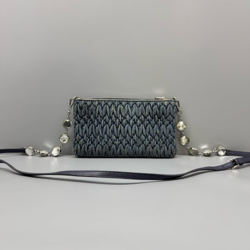 Miu Miu Crystal Crossbody Bag Denim Blue