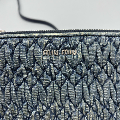 Miu Miu Crystal Crossbody Bag Denim Blue