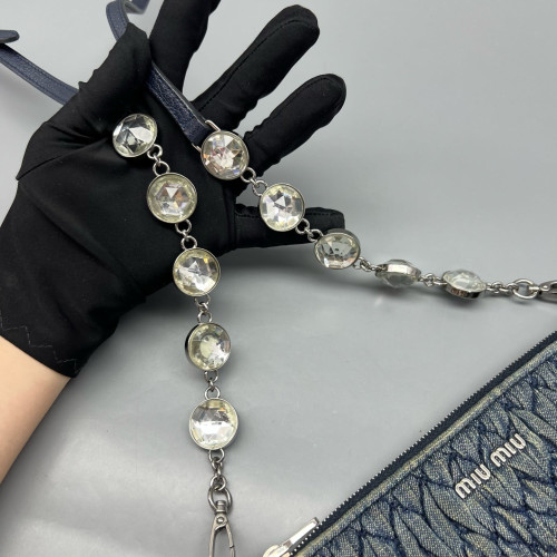 Miu Miu Crystal Crossbody Bag Denim Blue