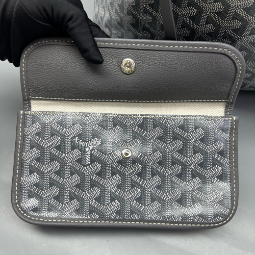 Goyard Saint Louis PM Goyardine White Dark Grey