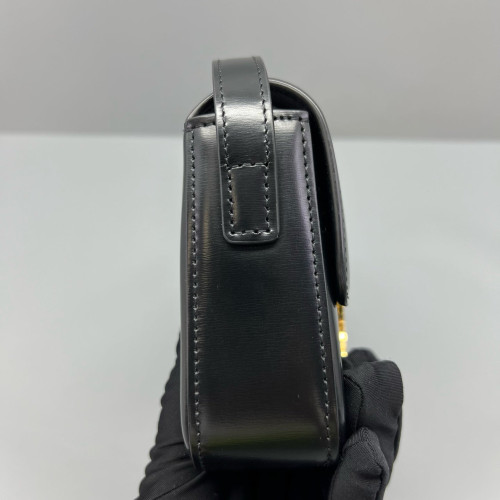 Celine Triomphe Medium Tilly Triomphe Shoulder Bag Calfskin Black