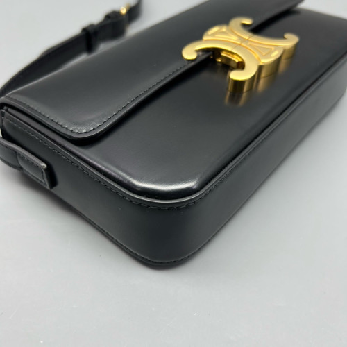 Celine Triomphe Medium Tilly Triomphe Shoulder Bag Calfskin Black