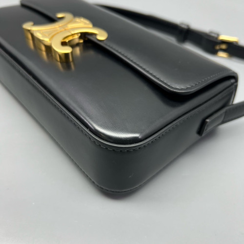 Celine Triomphe Medium Tilly Triomphe Shoulder Bag Calfskin Black
